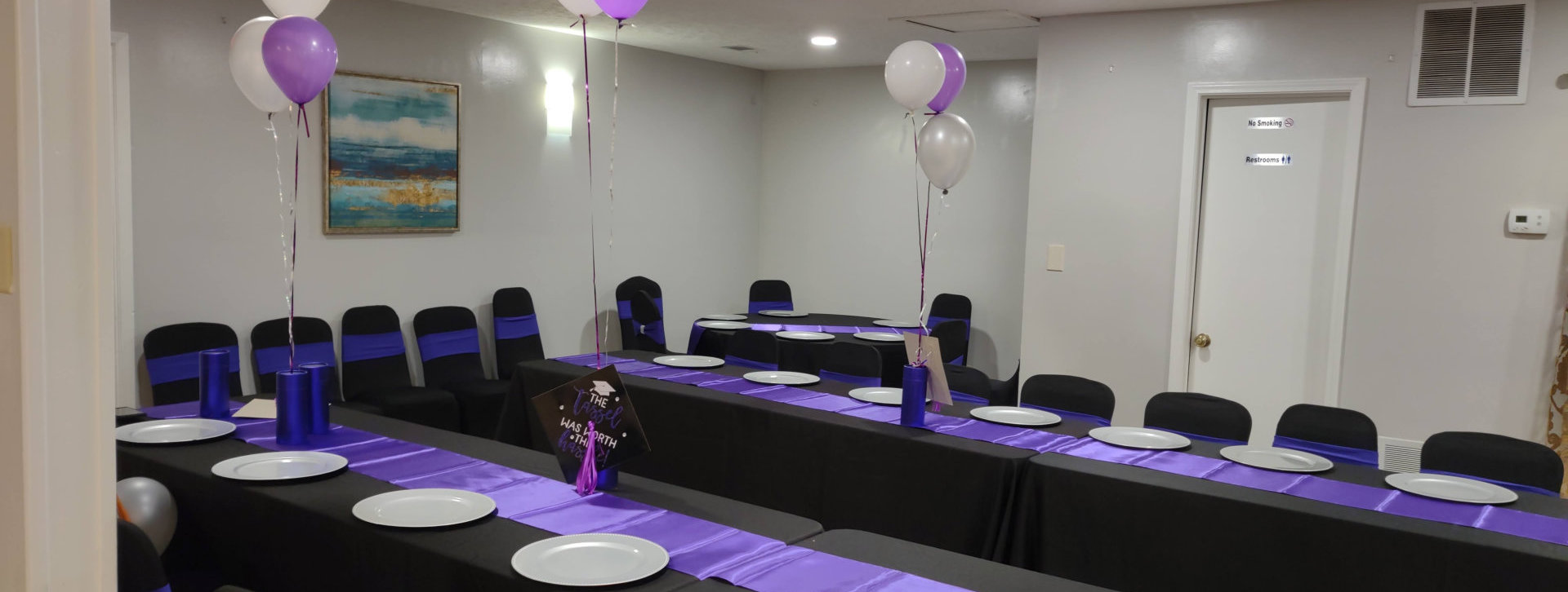 purple table setup