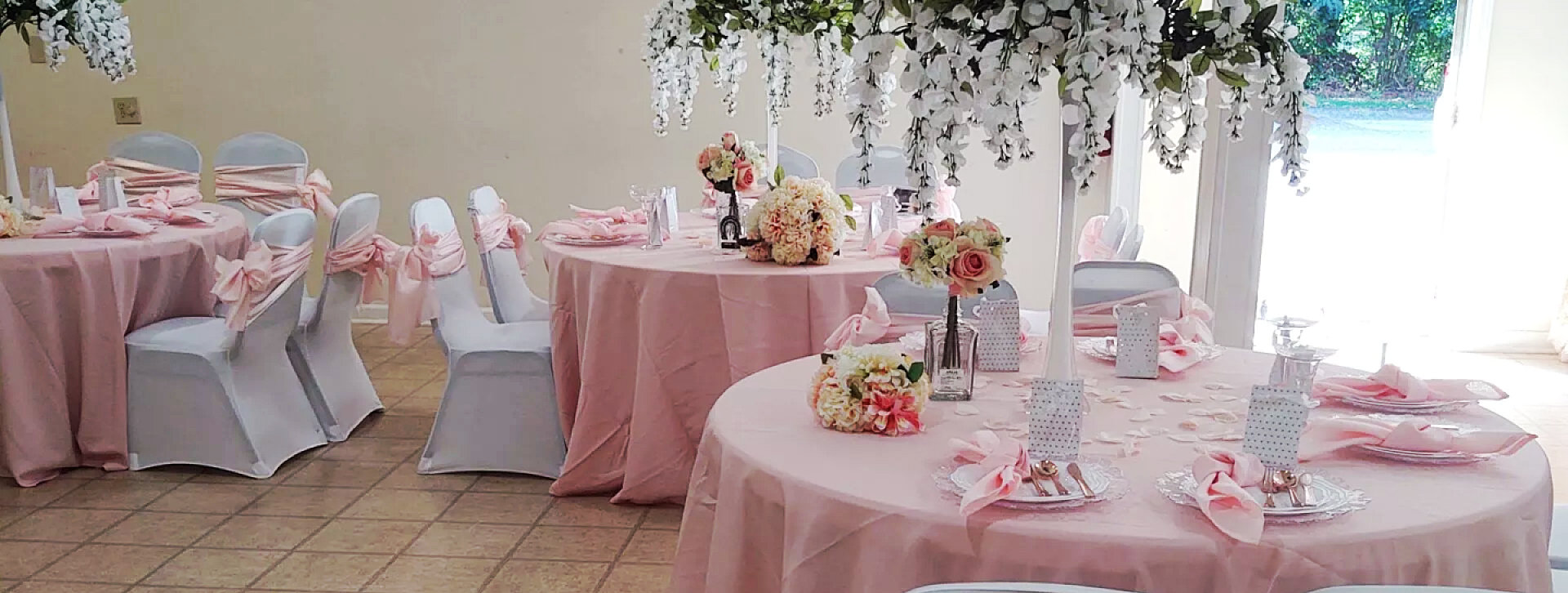 pink table and chair setup